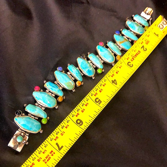 BARSE Turquoise Sterling Silver Multi Gemstone Southwestern Bracelet - Picture 9 of 16